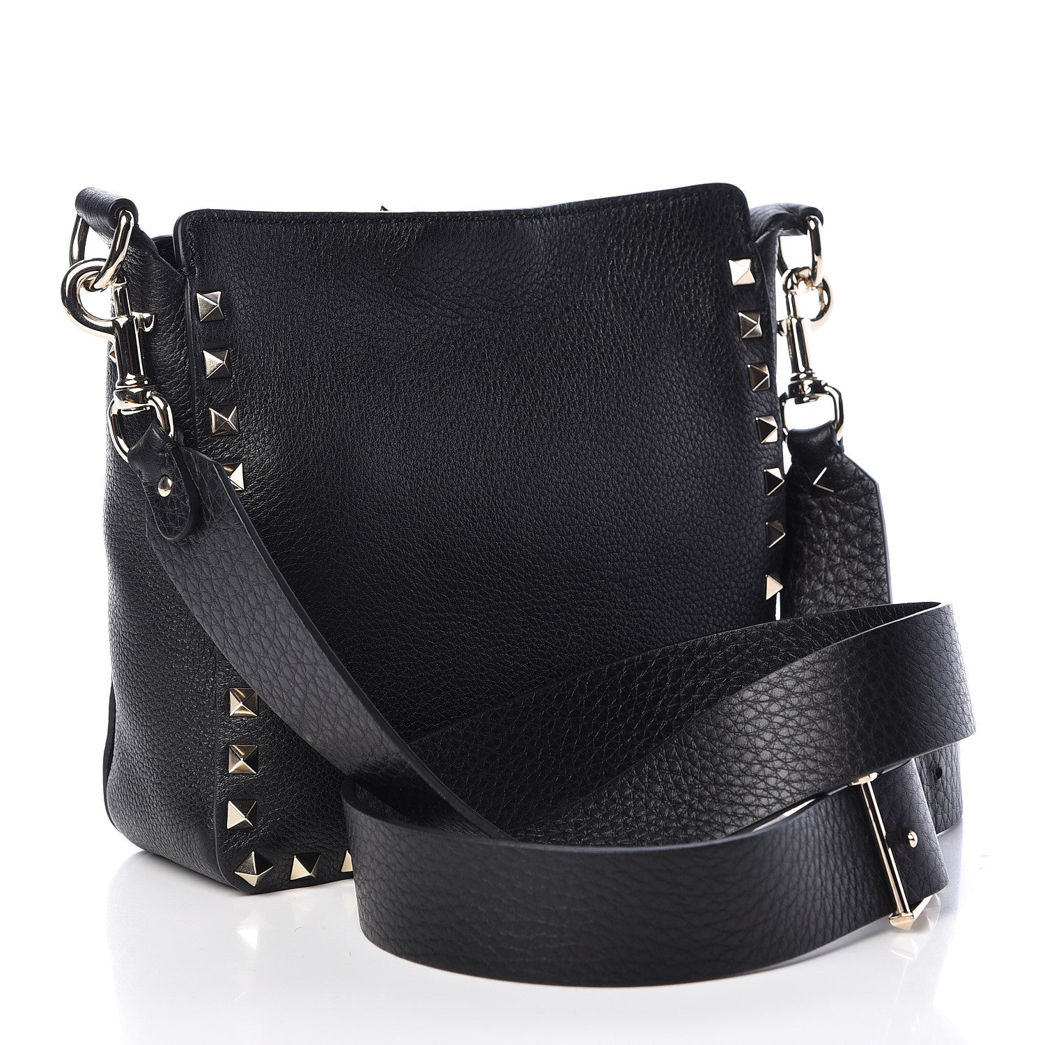 Valentino Garavani Pebbled Calfskin Mini Rockstud Flip-Lock Messenger Bag Black 3 of 10