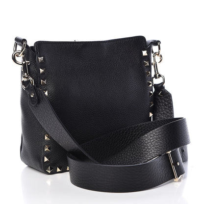 Valentino Garavani Pebbled Calfskin Mini Rockstud Flip-Lock Messenger Bag Black 3 of 10