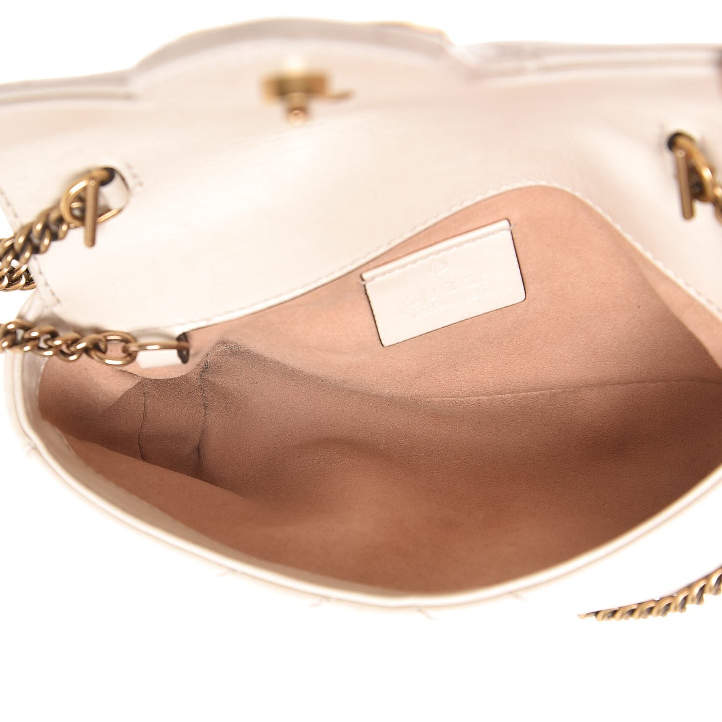 Calfskin Matelasse Super Mini GG Marmont Shoulder Bag White