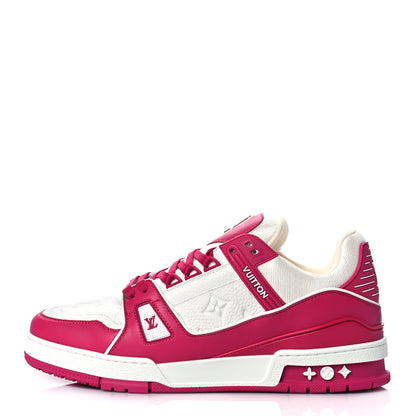 Louis Vuitton Calfskin Embossed Monogram Mens LV Trainer Sneakers 9 Fuchsia 1 of 8