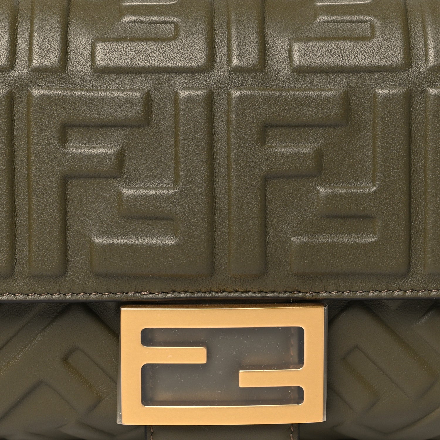 Fendi Nappa FF 1974 Embossed Baguette Avocado 8 of 11
