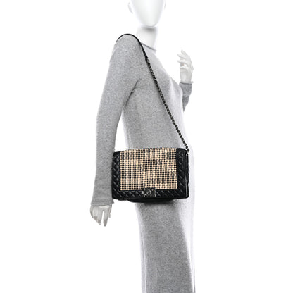 Chanel Calfskin Woven Medium Boy Reverso Flap Black 5 of 11