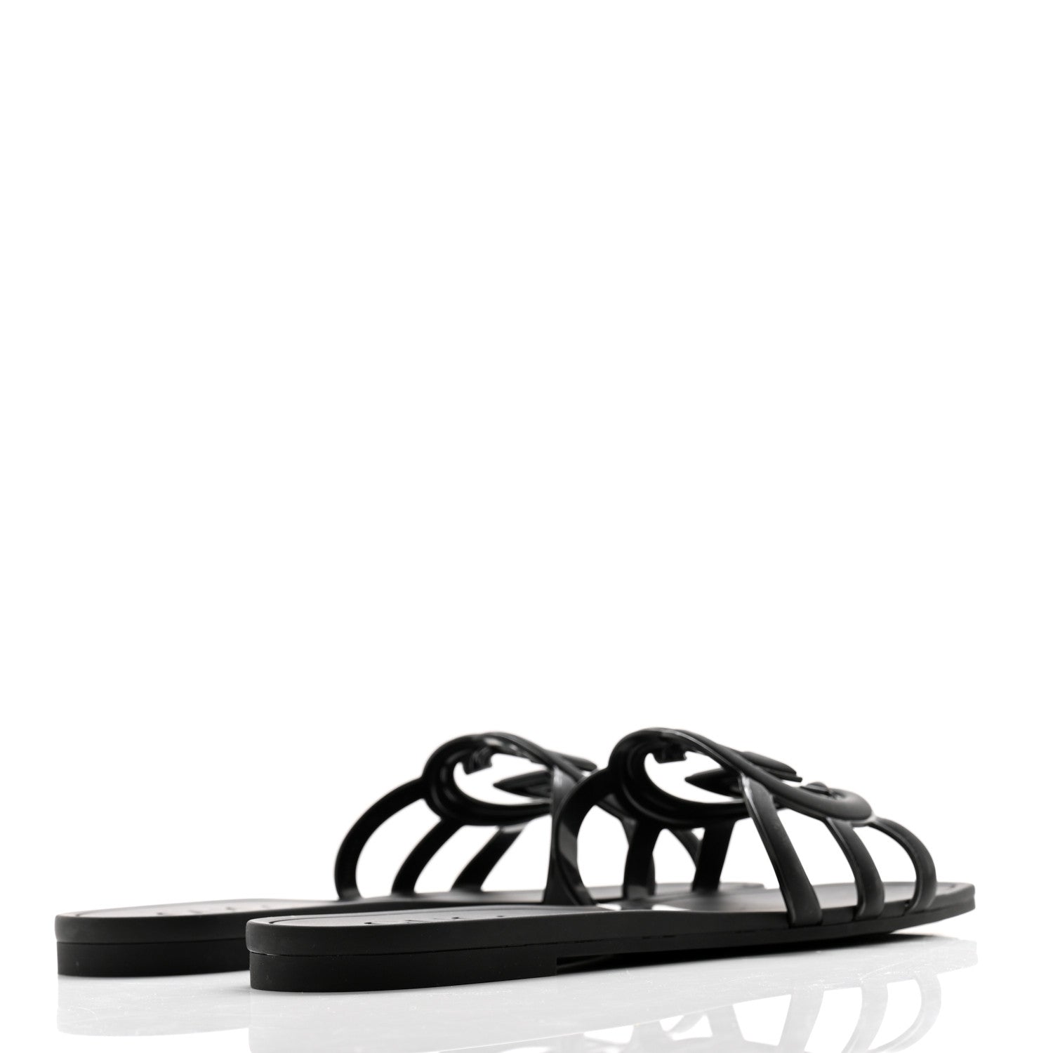 Gucci Rubber Womens Interlocking G Slide Sandals Black 4 of 9