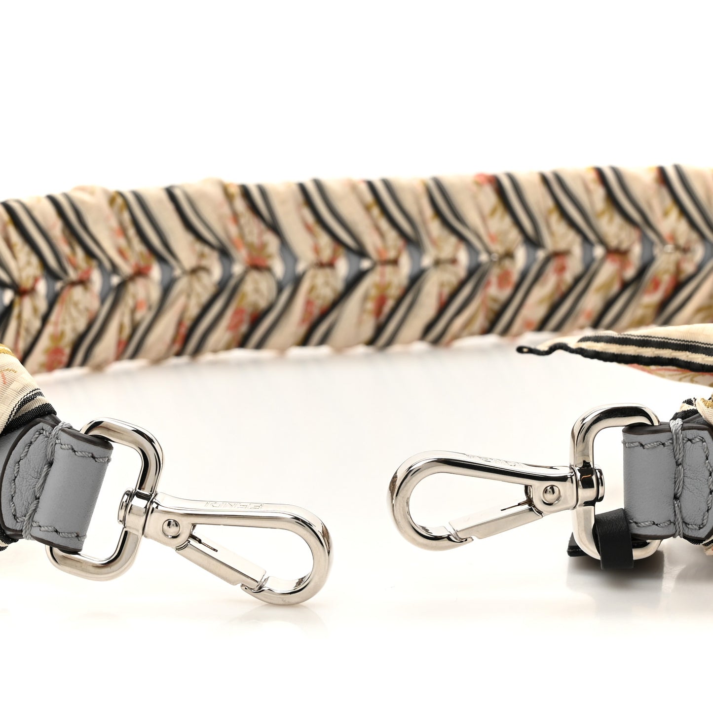 Calfskin Ribbon Lace Up Floral Strap You Grey White