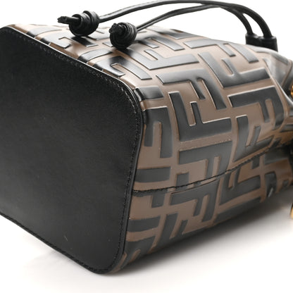 Fendi Vitello Liberty F is Fendi Bi-Color FF 1974 Embossed Mini Mon Tresor Bucket Bag Maya Black 10 of 10