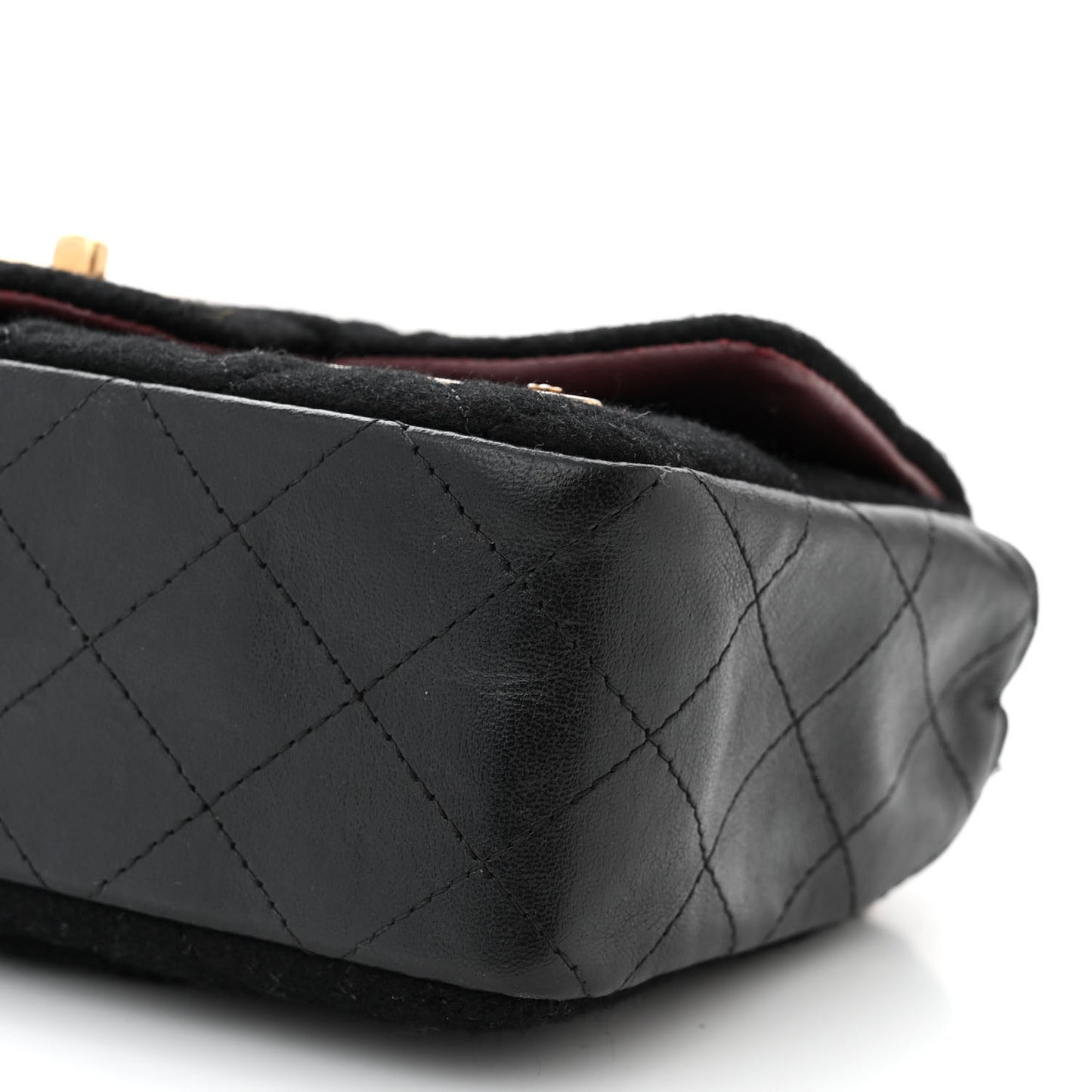 Felt Quilted Paris-Hamburg Charms Mini Rectangular Flap Black Dark Navy