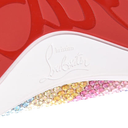 Christian Louboutin Veau Velours Calfskin Crystal Womens Rainbowbip Flat Sneakers 36 Version Multi 6 of 14