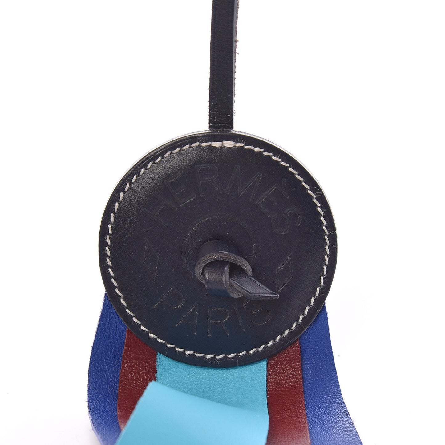 Hunter Cowhide Milo Lambskin Paddock Flot Bag Charm Bleu Electrique Rouge H Blue Jean Bleu Azteque