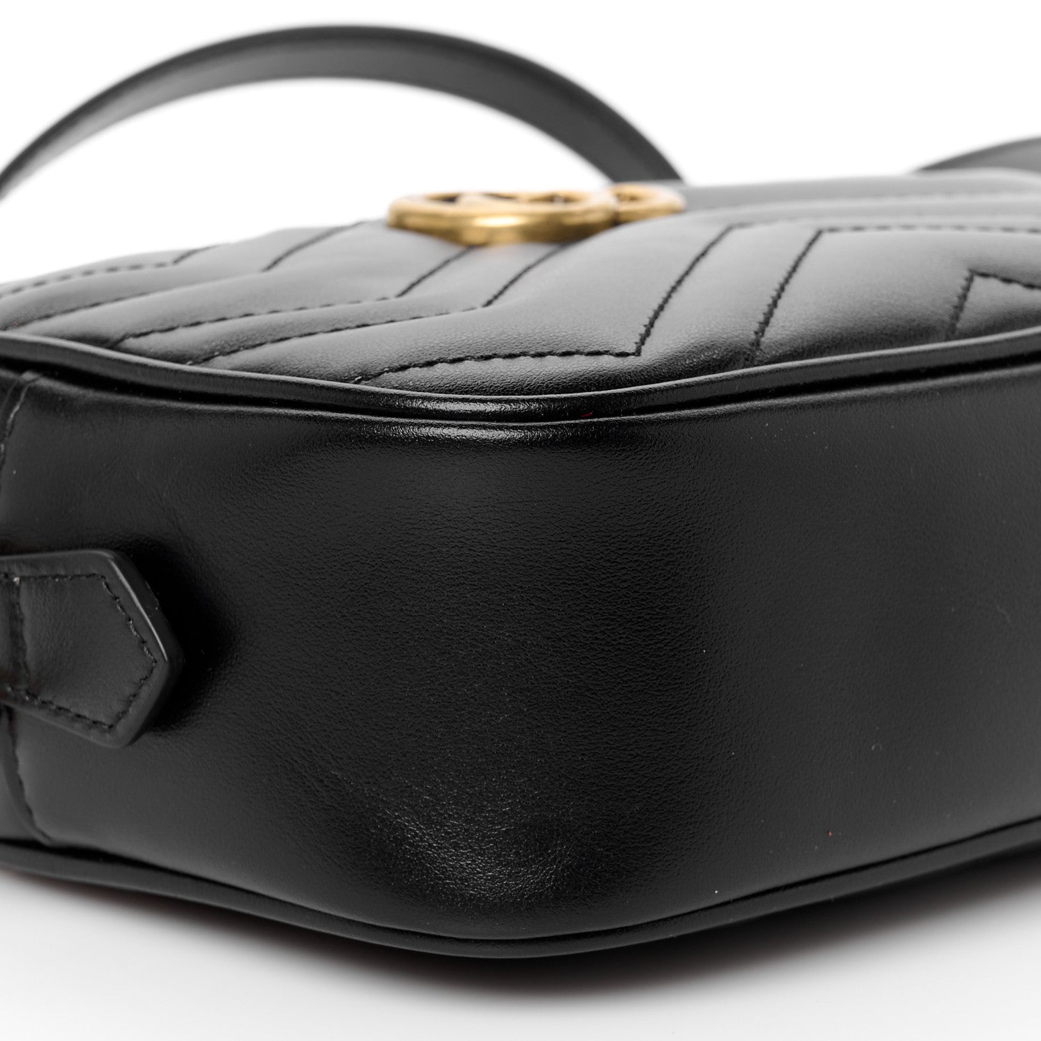 Gucci Calfskin Matelasse Mini GG Marmont Chain Shoulder Bag Black 10 of 11