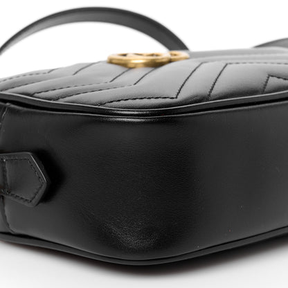 Gucci Calfskin Matelasse Mini GG Marmont Chain Shoulder Bag Black 10 of 11