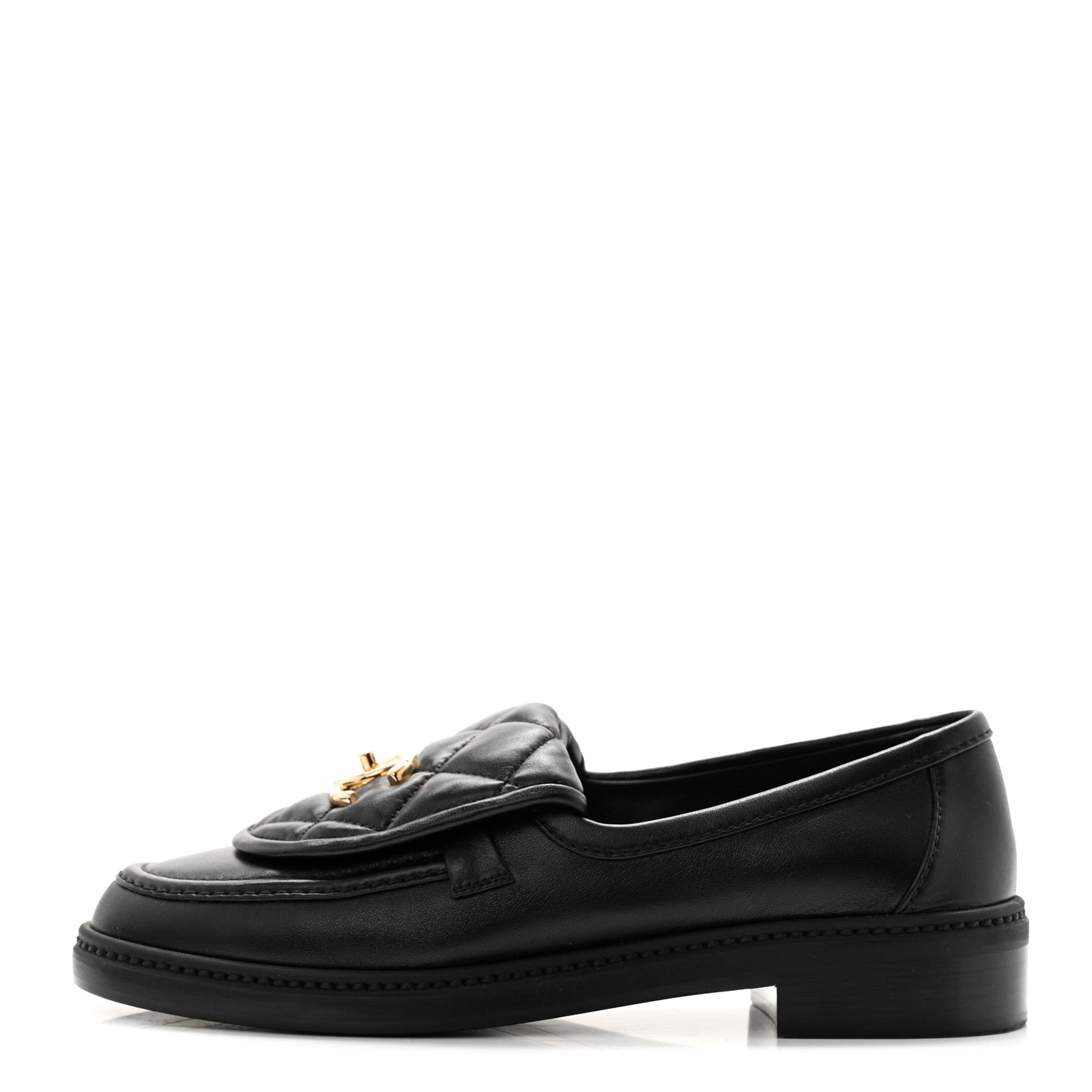 Chanel Lambskin Quilted CC Turnlock Loafers 37.5 Black 1 of 11