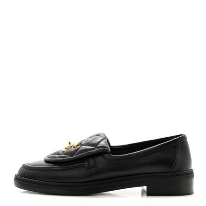 Chanel Lambskin Quilted CC Turnlock Loafers 37.5 Black 1 of 11