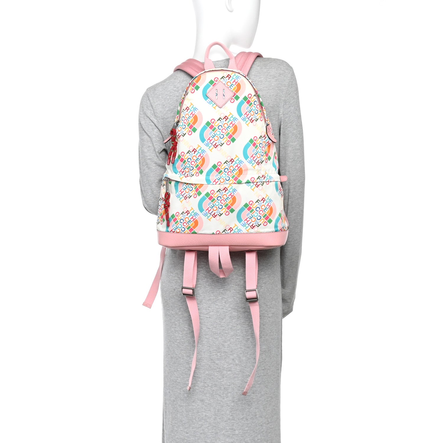 Gucci X THE NORTH FACE Econyl Nylon Medium Backpack Ivory Turquoise Wild Rose 2 of 10