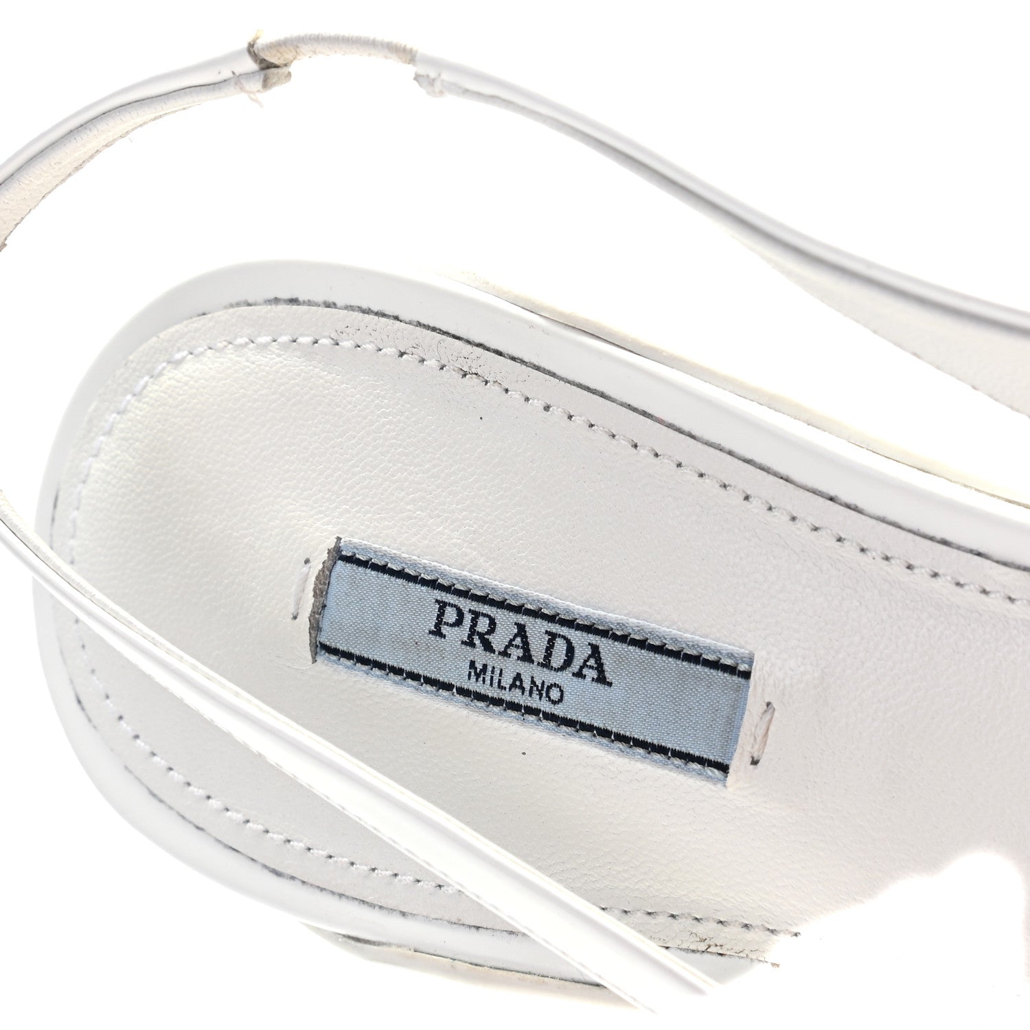 Prada Spazzolato Triangle Logo Pointed Toe 45mm Slingback Pumps 38.5 White 14 of 32