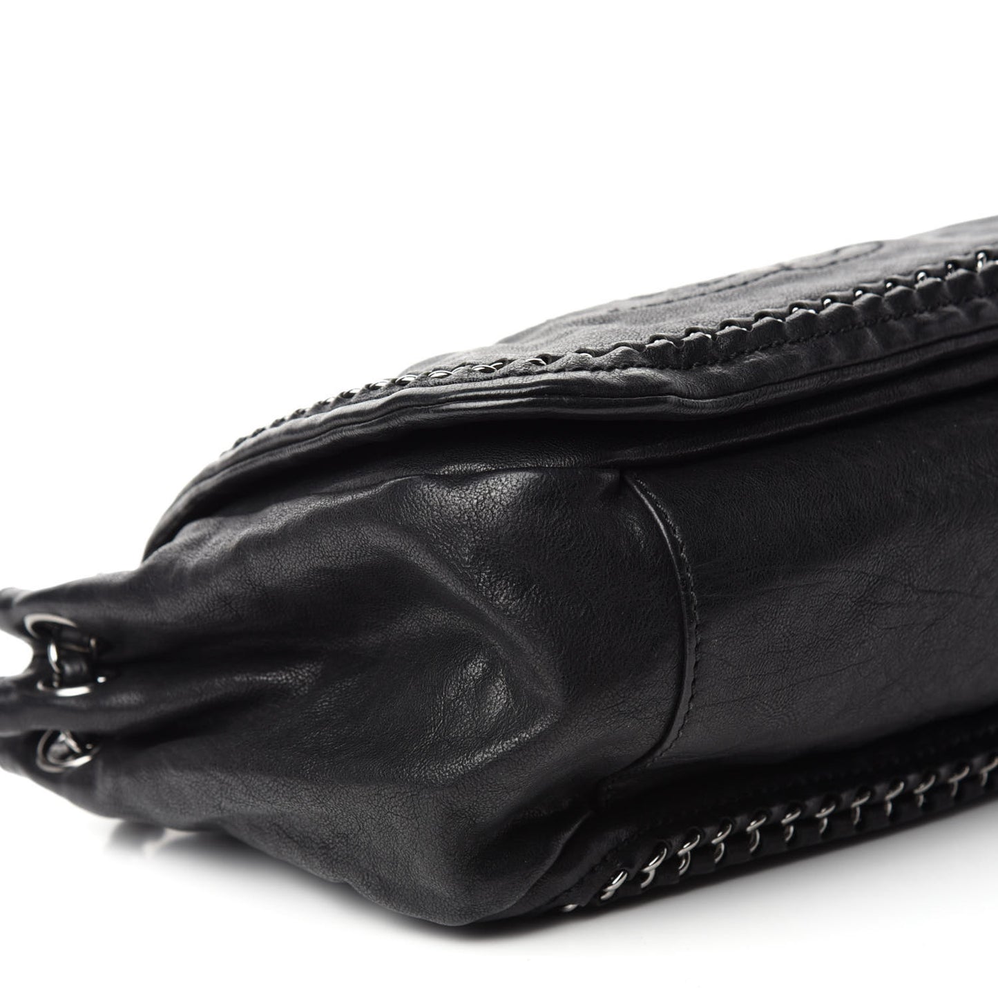 Metallic Goatskin Luxe Ligne Flap Black