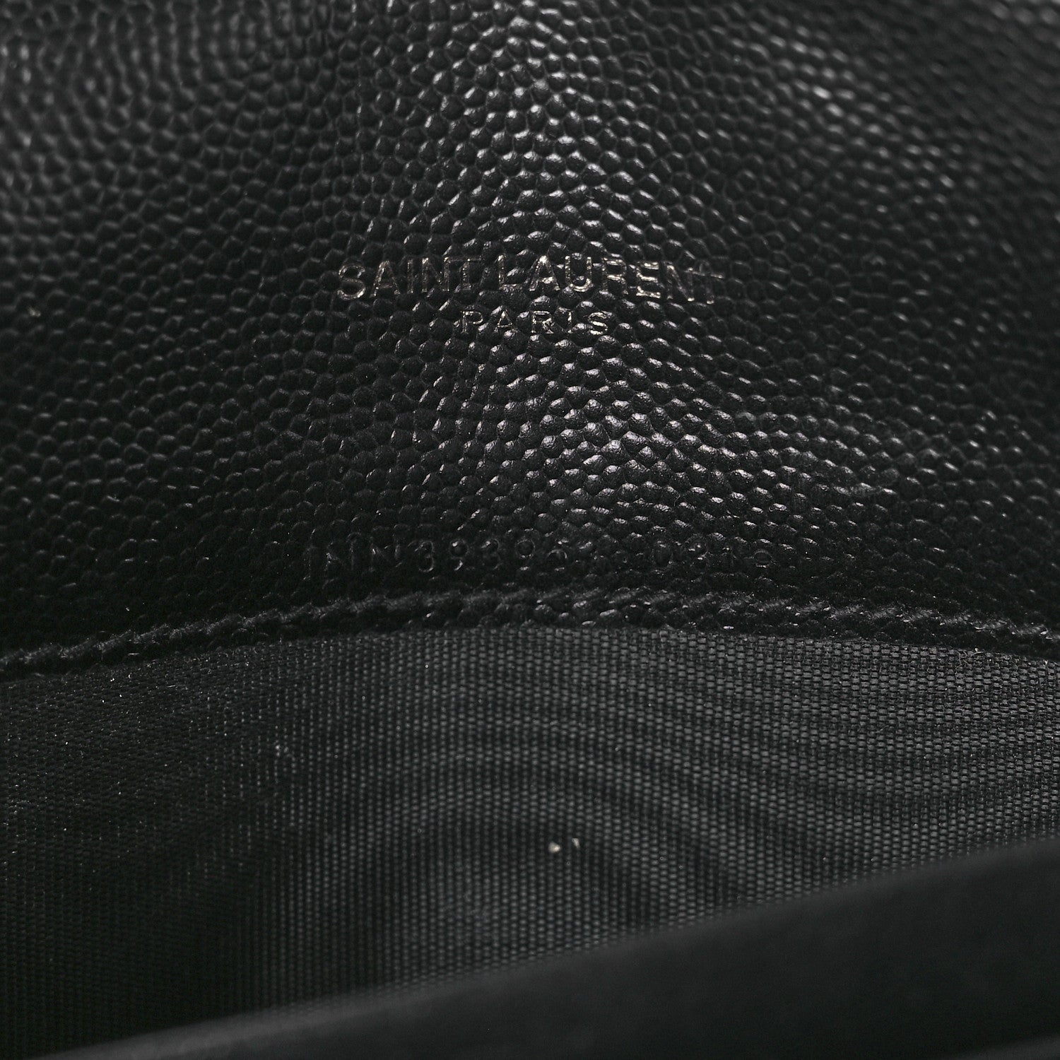 Saint Laurent Grain De Poudre Matelasse Chevron Monogram Monochrome Envelope Chain Wallet Black 7 of 11