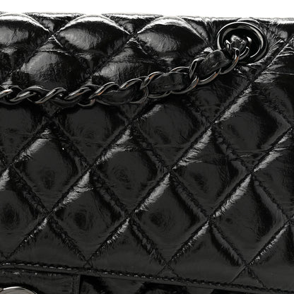 Chanel Shiny Crumpled Calfskin Quilted Medium Double Flap So Black 8 of 11