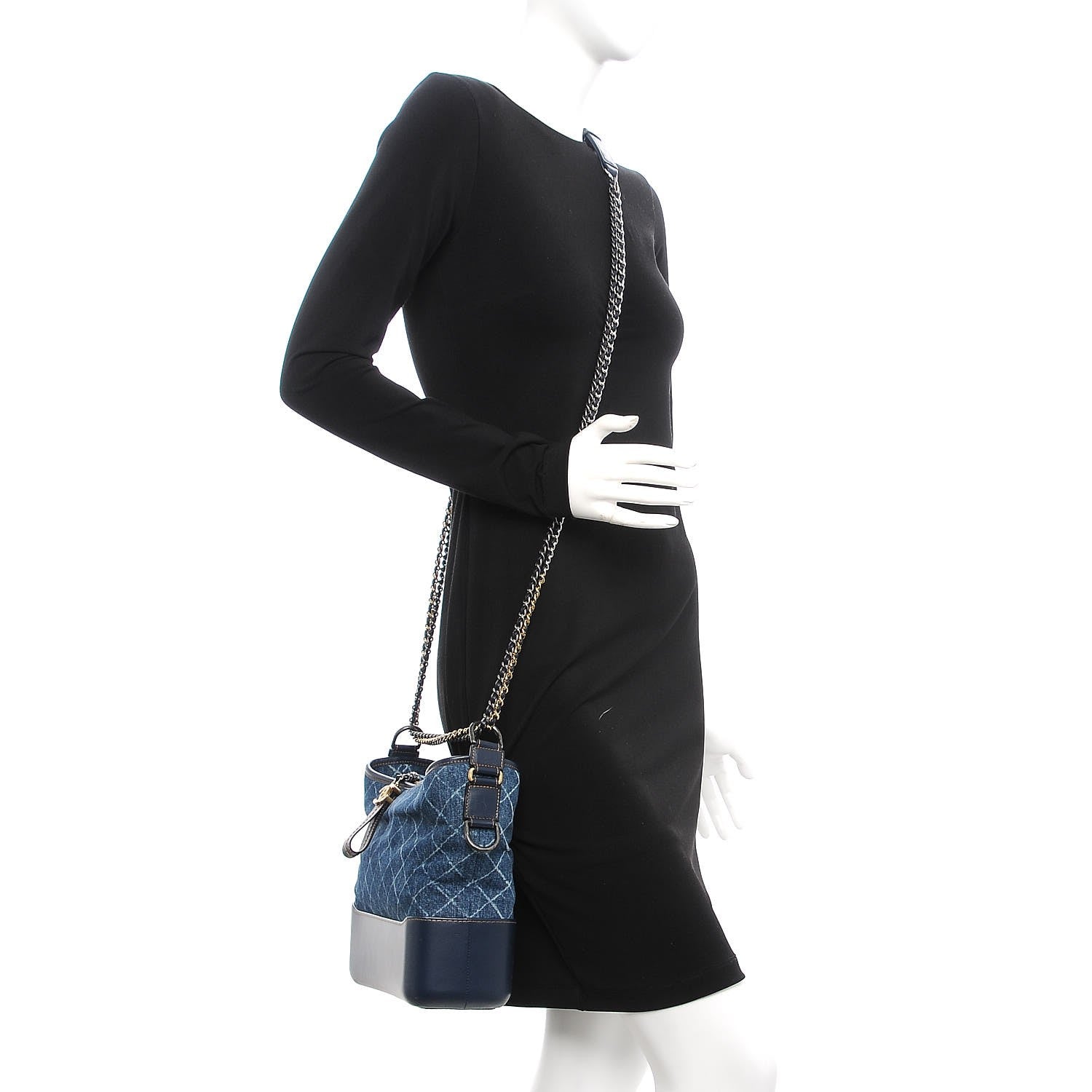 Chanel Denim Calfskin Medium Gabrielle Hobo Blue 4 of 14