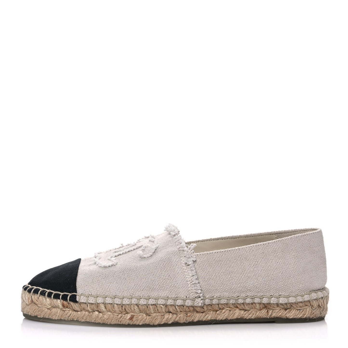 Canvas Grosgrain CC Espadrilles 38 Beige Black