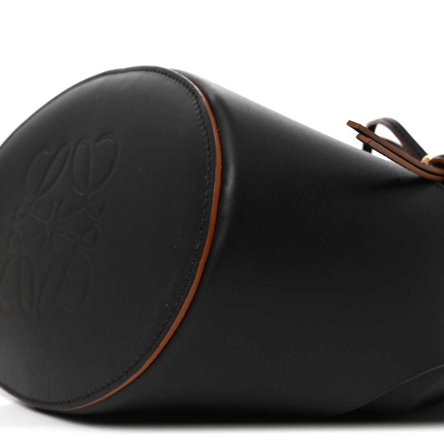 Calfskin Medium Balloon Bucket Bag Black Tan