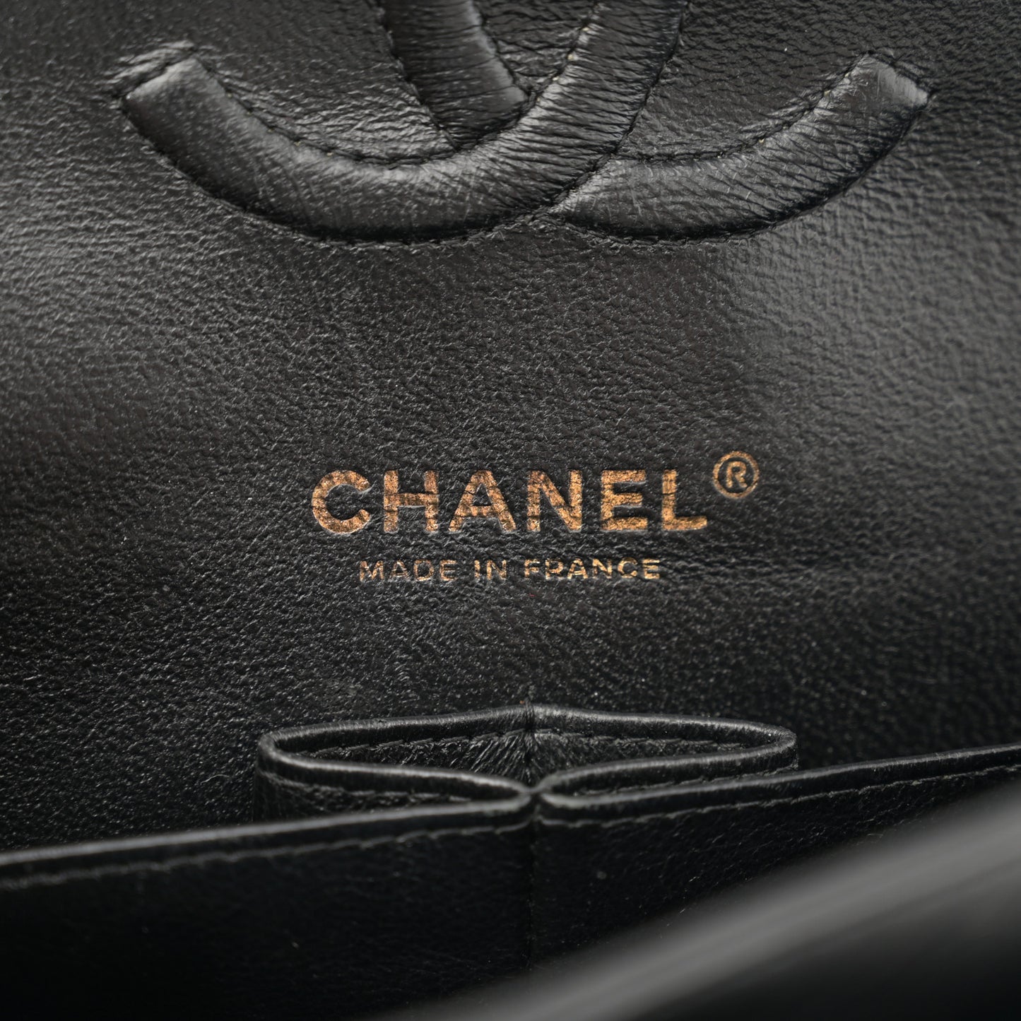 Patent Quilted Medium Double Flap Black