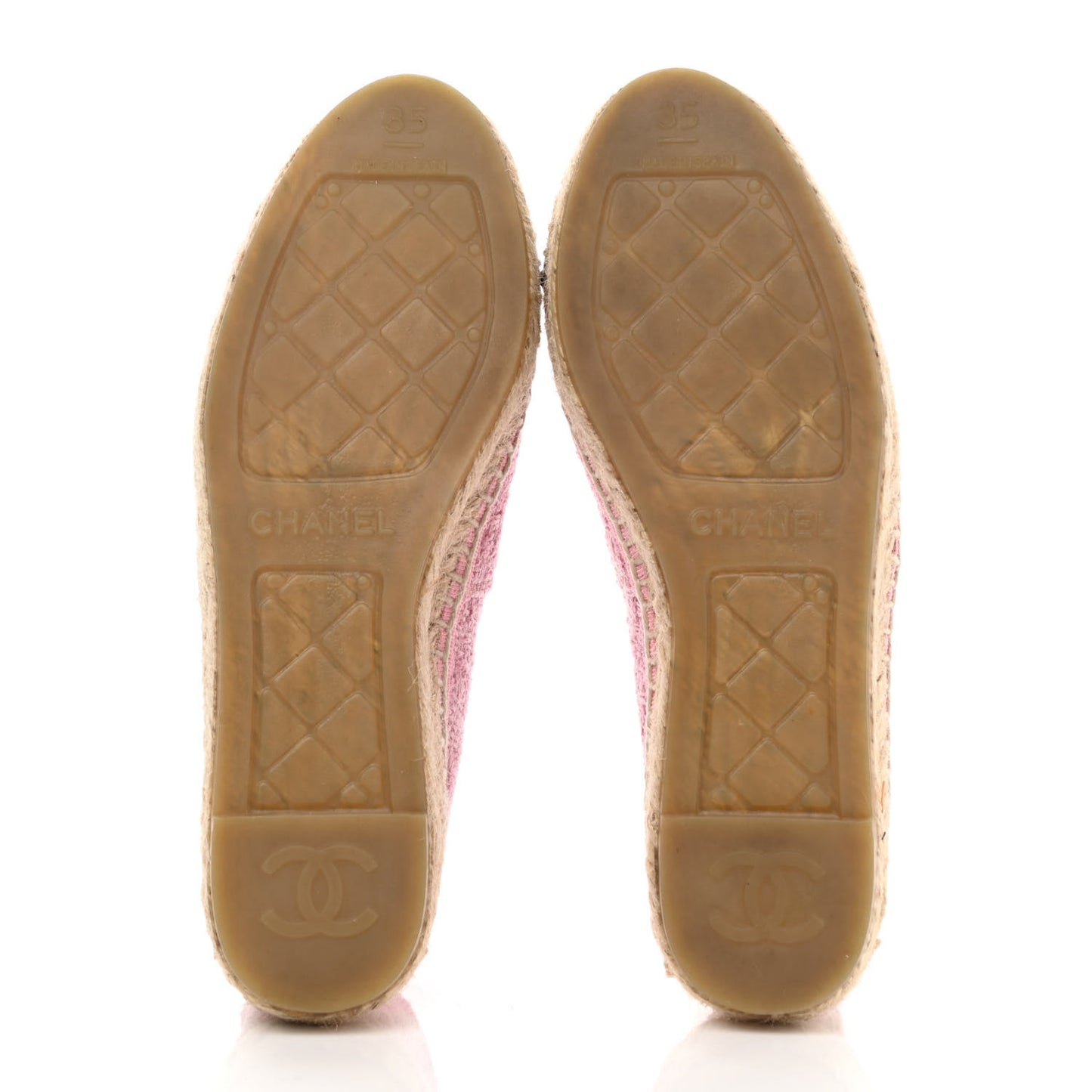 Tweed Patent CC Espadrilles 35 Pink Black