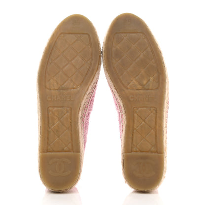 Chanel Tweed Patent CC Espadrilles 35 Pink Black 5 of 9