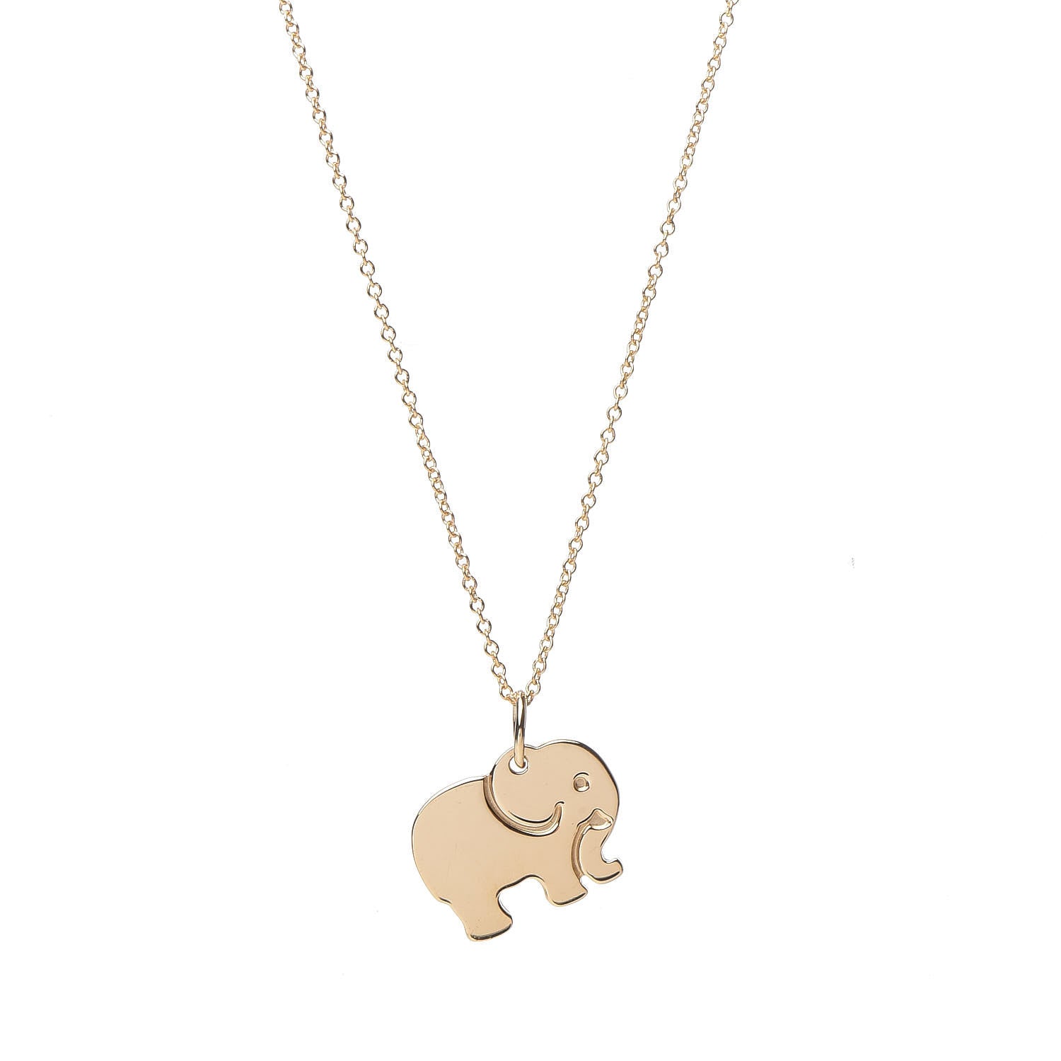 Tiffany 18K Yellow Gold Elephant Never Forgets Pendant Necklace 4 of 8