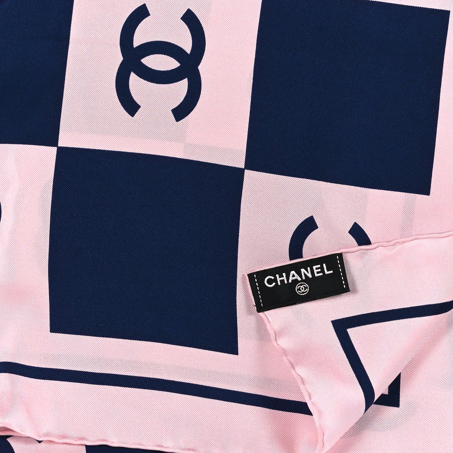 Silk CC Checkered Square Scarf