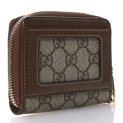 Gucci GG Supreme Monogram Azalea Calfskin Retro Interlocking G Compact Wallet Beige Ebony Brown Sugar 3 of 9
