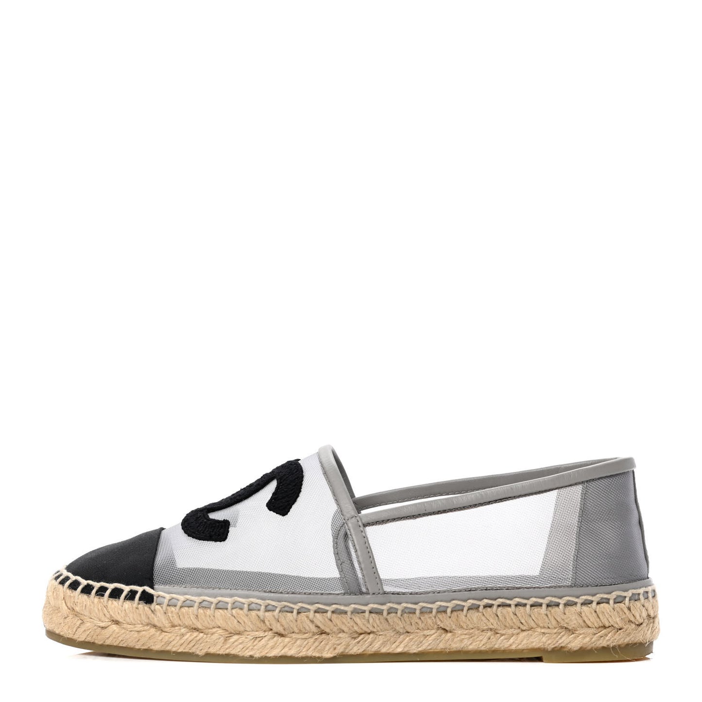 Mesh Grosgrain CC Espadrilles 37 Grey