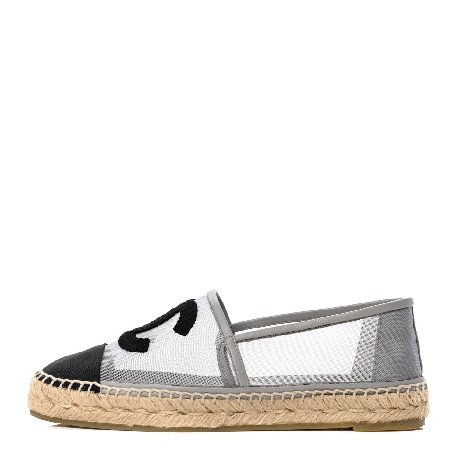 Chanel Mesh Grosgrain CC Espadrilles 37 Grey 1 of 4