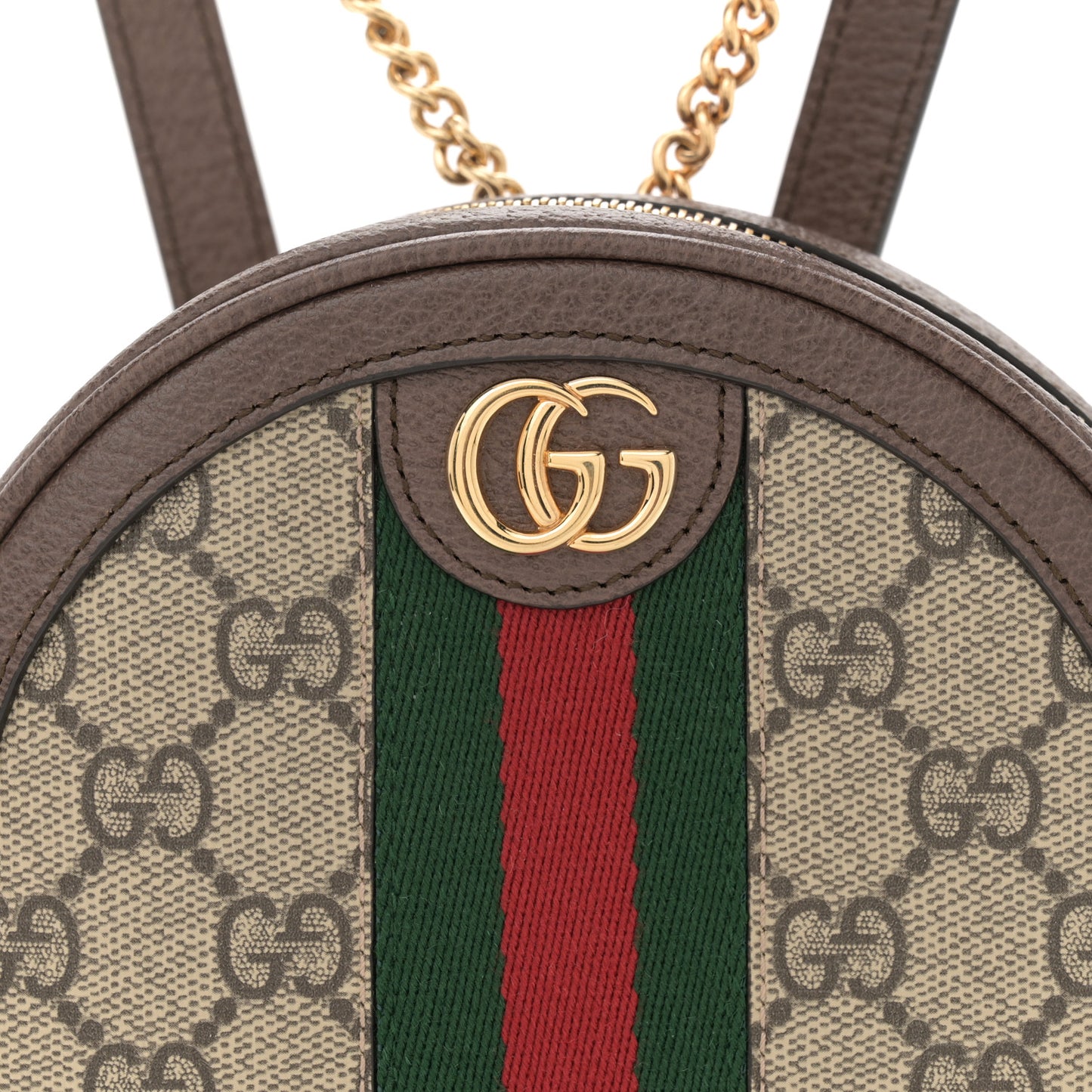 GG Supreme Monogram Web Mini Ophidia Round Backpack Brown