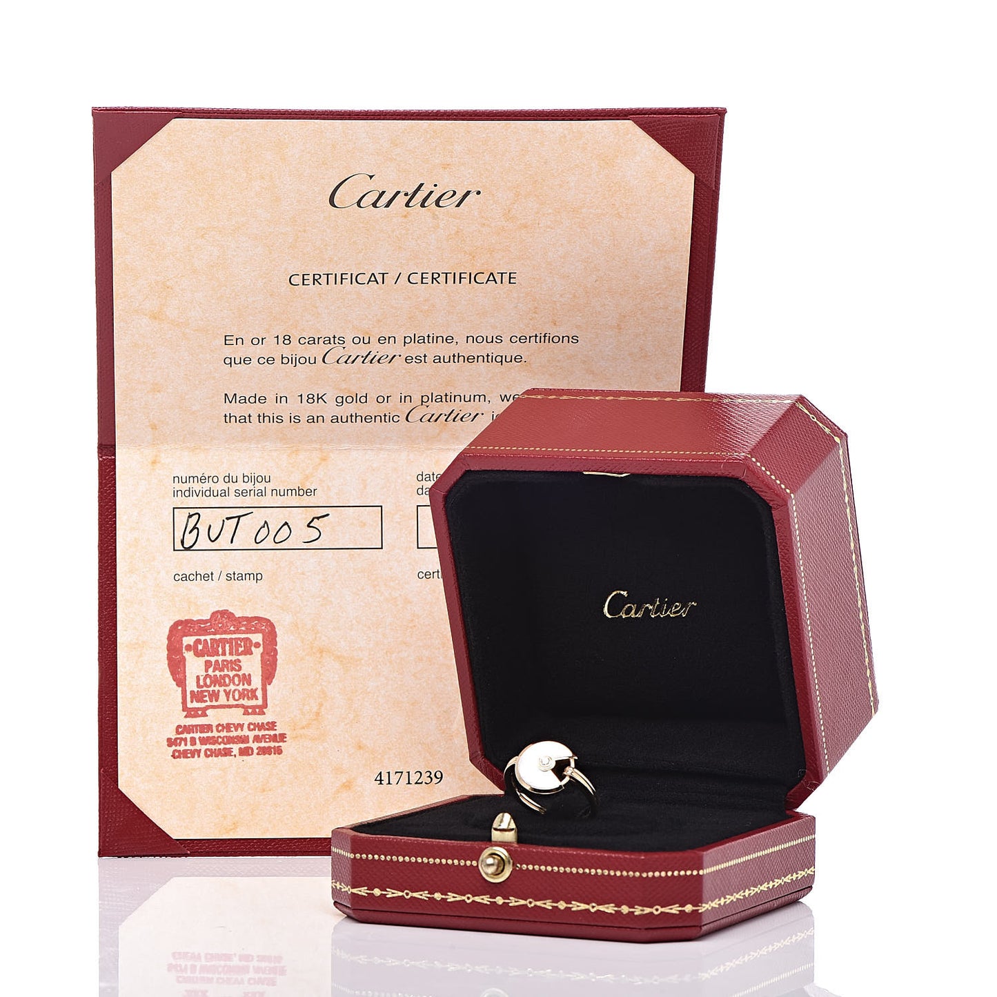 18K Yellow Gold Diamond Mother of Pearl Amulette de Ring 50 5.25
