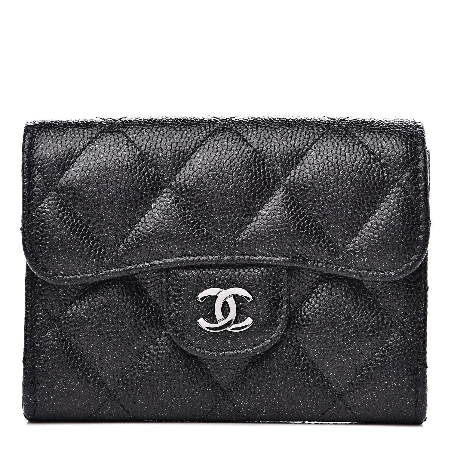 Chanel Iridescent Caviar Quilted Flap Card Holder Wallet Black 1 of 7