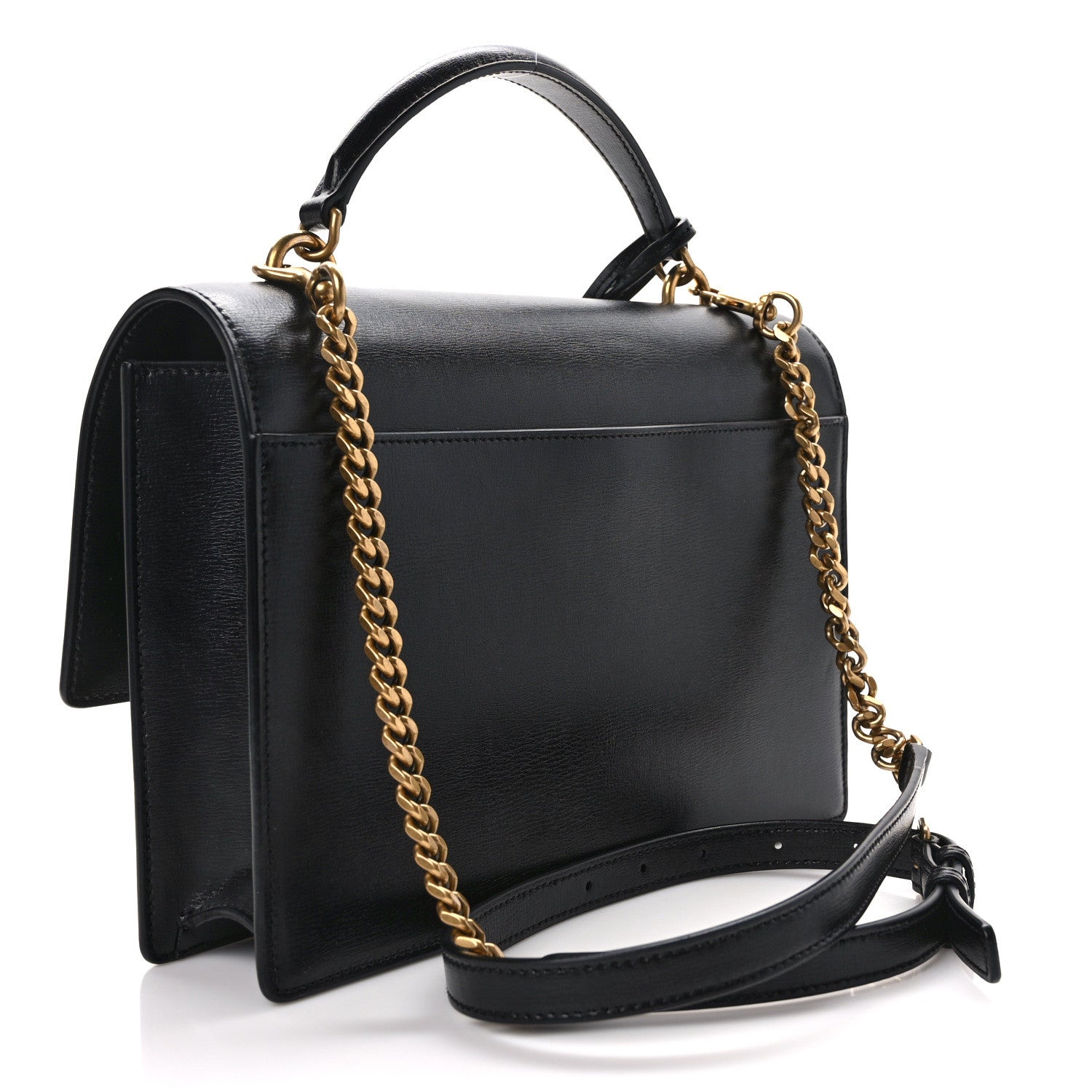 Saint Laurent Smooth Calfskin Medium Monogram Sunset Satchel Black 3 of 12