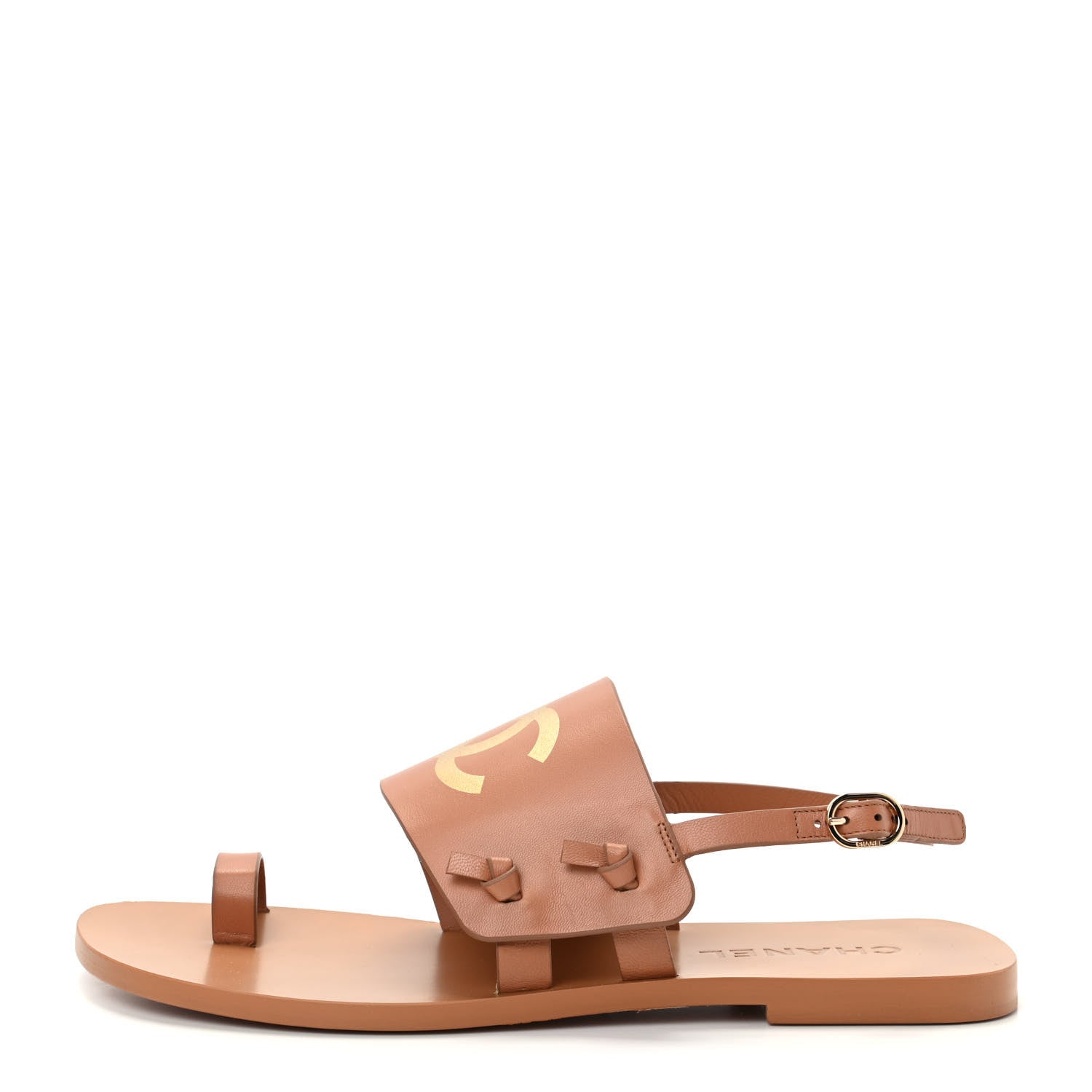 Chanel Goatskin CC Sandals 39 Brown 1 of 11