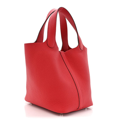 Hermes Taurillon Clemence Picotin Lock 18 PM Vermillon 3 of 11