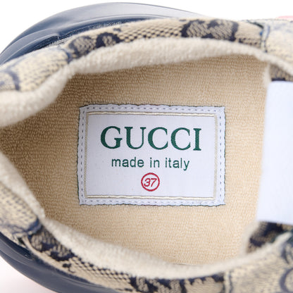 Gucci GG Supreme Monogram Mix Monogram Womens Rhyton Sneakers 37 Black Blue Wild Rose White Beige 7 of 8