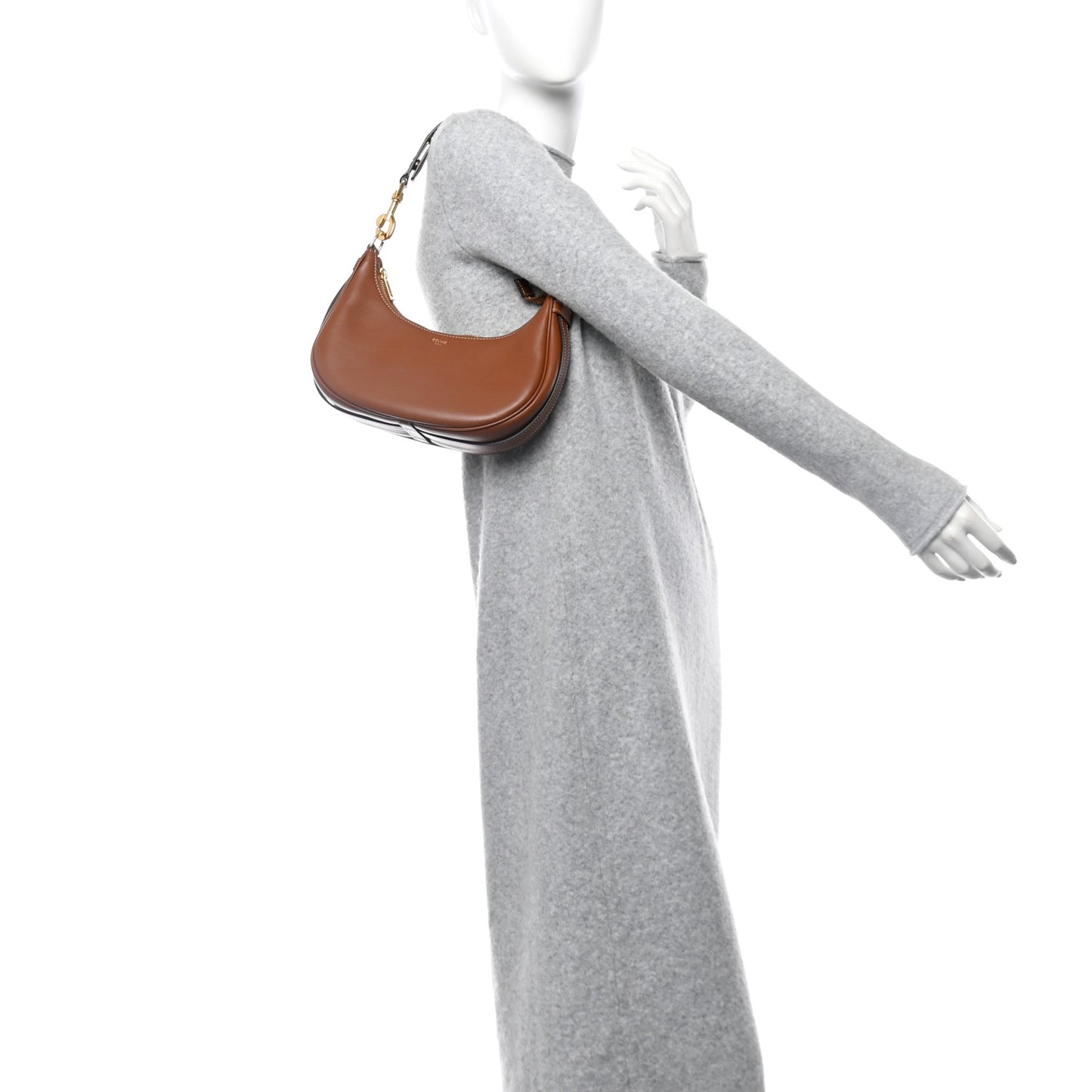 Smooth Calfskin Medium Strap Ava Shoulder Bag Tan