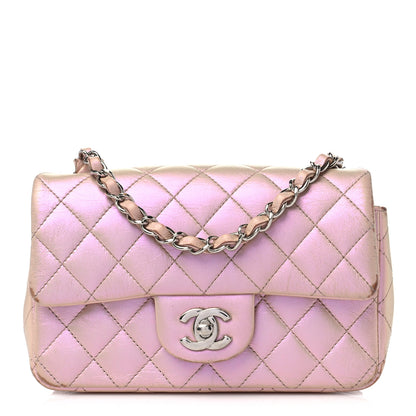 Chanel Iridescent Calfskin Quilted Mini Rectangular Flap Pink 1 of 15