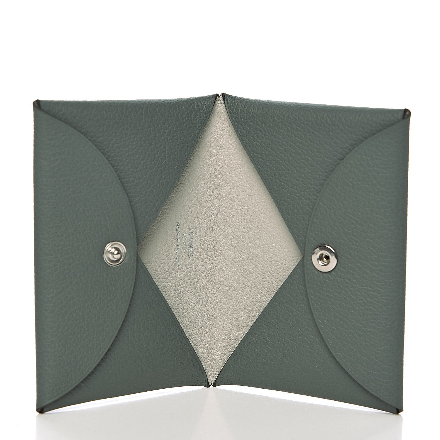 Hermes Evercolor Calvi Verso Card Case Vert Amande Gris Perle 6 of 8