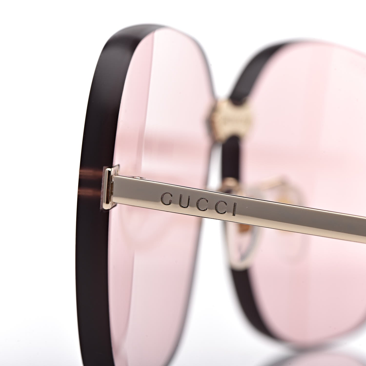 Gucci Rimless Sunglasses GG0355S Gold Flash Pink 6 of 9