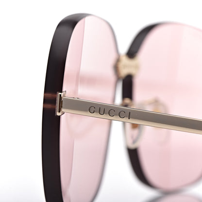 Gucci Rimless Sunglasses GG0355S Gold Flash Pink 6 of 9