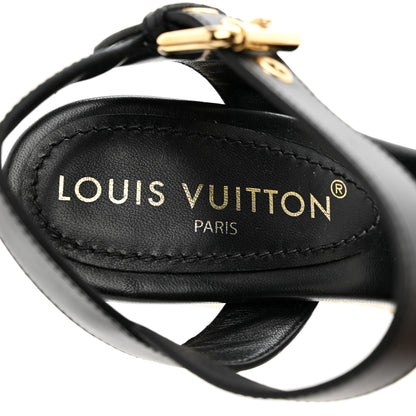 Louis Vuitton Cotton Monogram Embroidered Starboard Wedge Espadrilles 39 Black 7 of 8