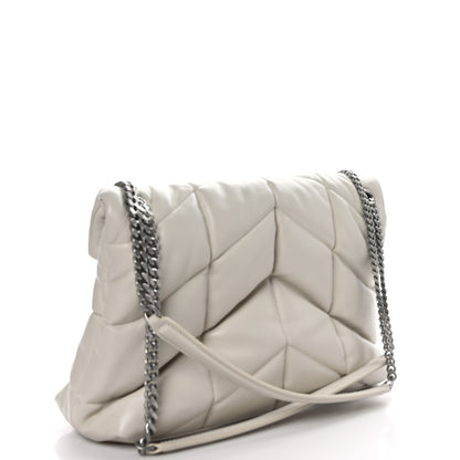 Saint Laurent Lambskin Quilted Medium Loulou Puffer Monogram Chain Satchel Crema Soft 3 of 10