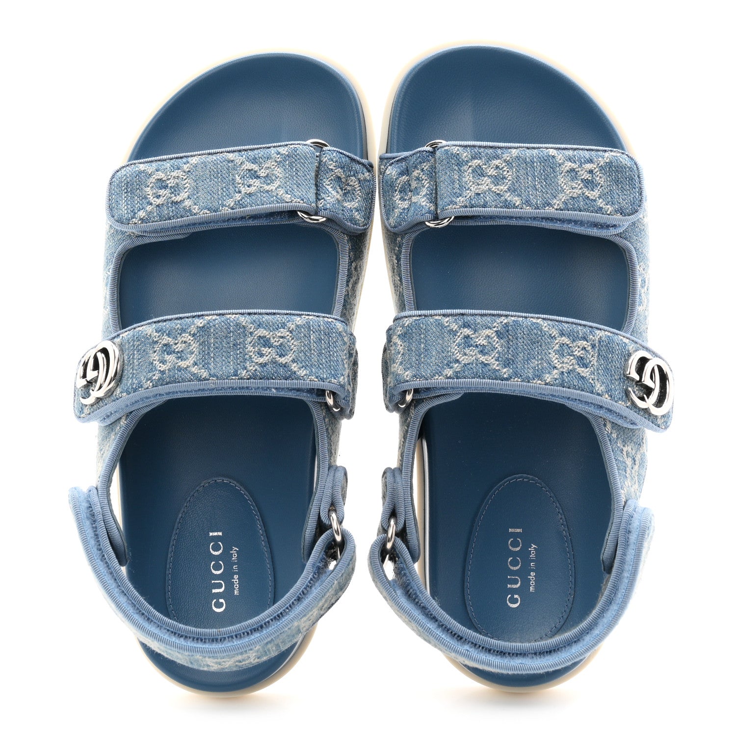 Gucci New Denim Delave GG Monogram Womens Dad Sandals 37 Light Blue Avion 2 of 10