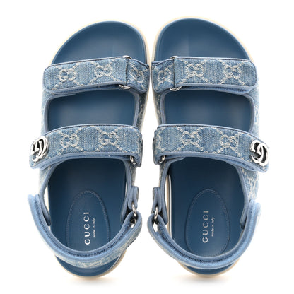 Gucci New Denim Delave GG Monogram Womens Dad Sandals 37 Light Blue Avion 2 of 10