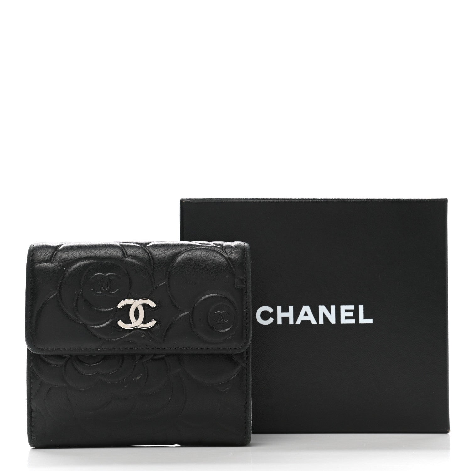 Chanel Lambskin Embossed Camellia French Wallet Black 16 of 16