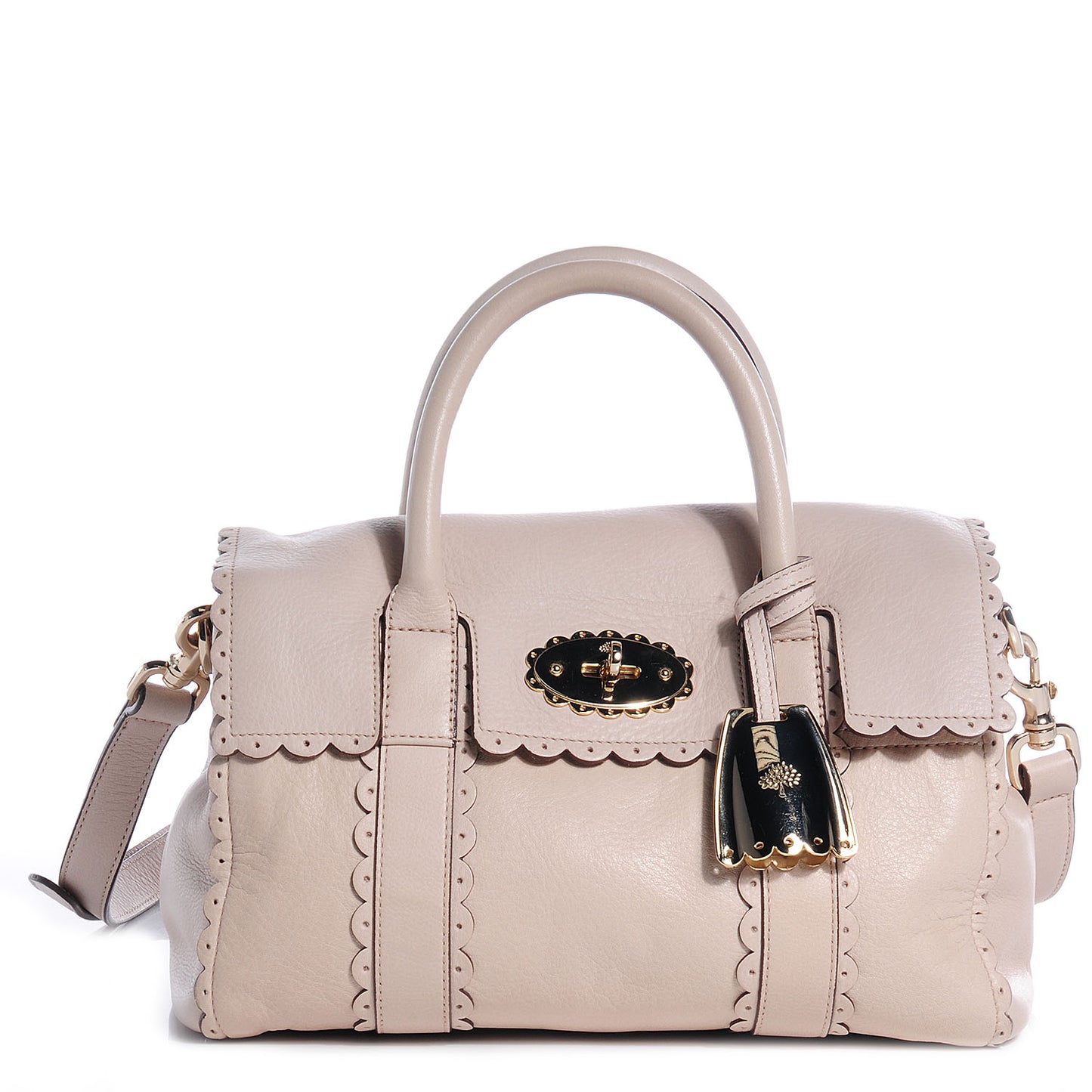 Soft Matte Leather Small Cookie Bayswater Satchel Pebble Beige